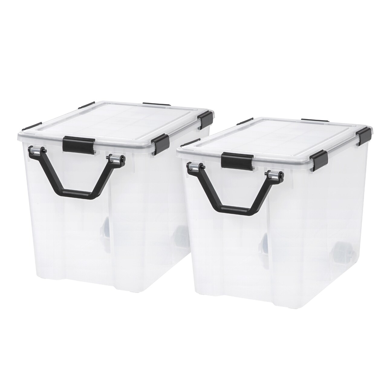 IRIS USA WEATHERPRO Airtight Plastic Storage Bin with Seal Lid, Secure Latching Buckles and 2 Rear Wheels